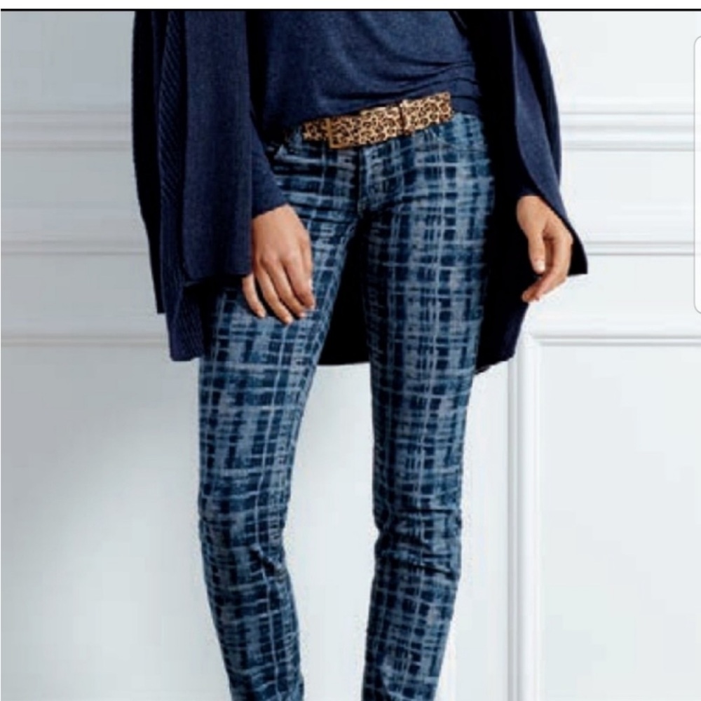 CAbi Grid Skinny Jeans, Style # 3047 blue gray, Size 4